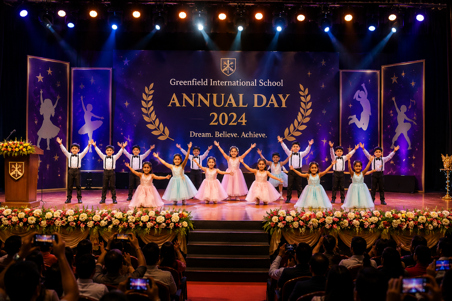 Students performing at the Annual Day celebration